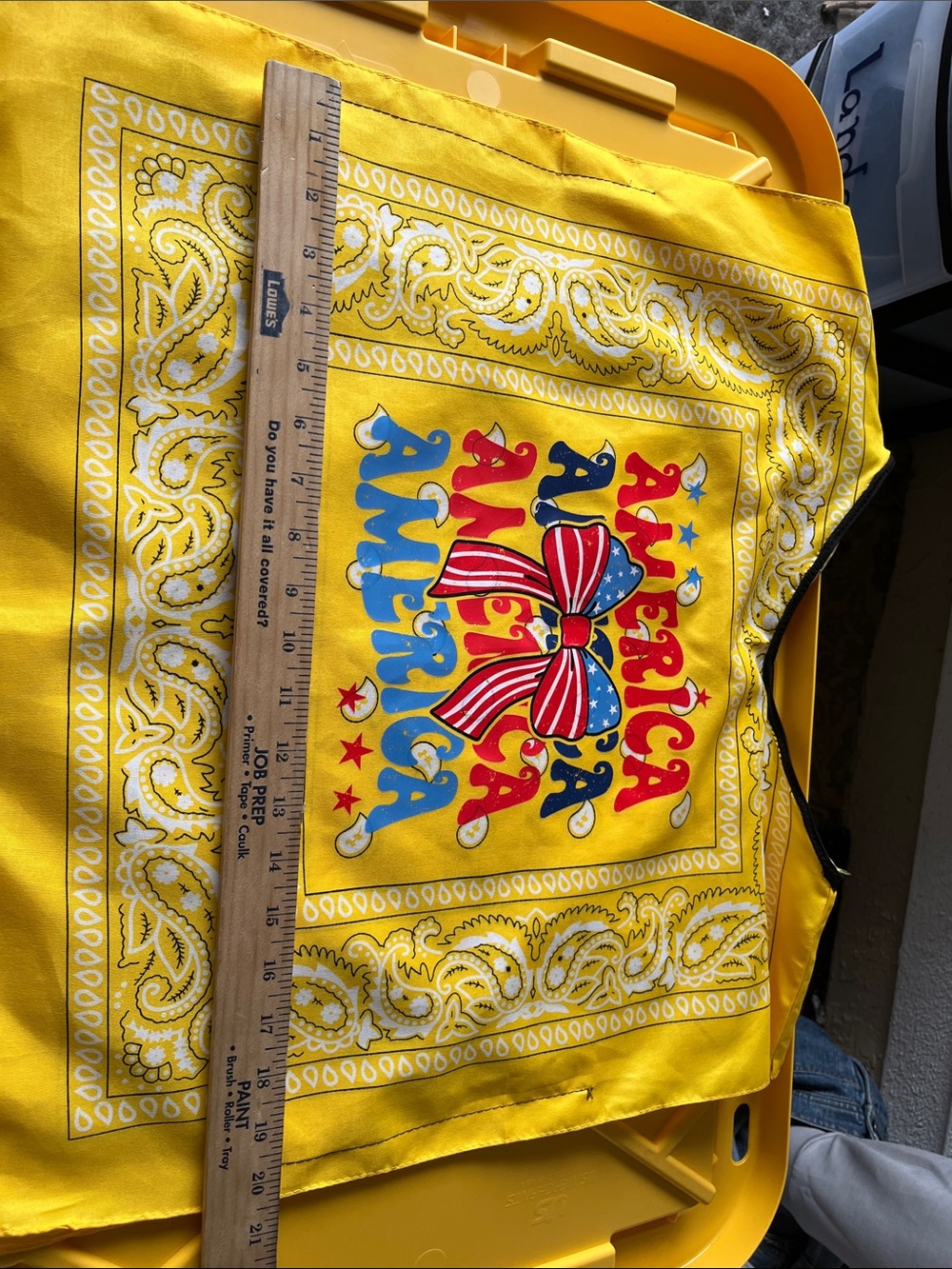 Ladies Yellow Americana Graphic Bandana-Style Top. This one is 40” waist size.